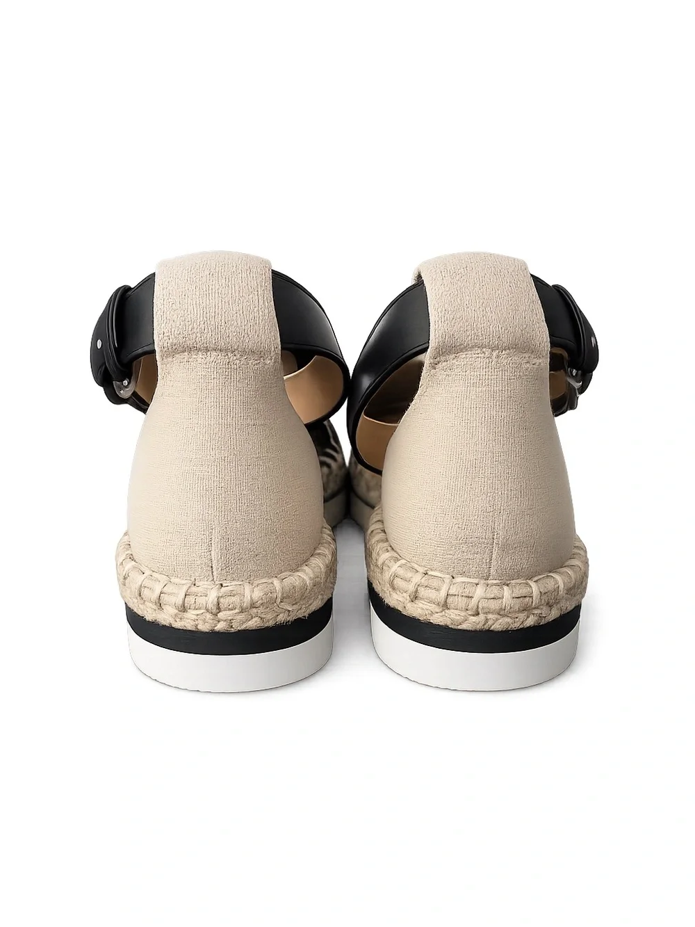 a.n.a Black Perforated Espadrille Ankle-Strap Flats